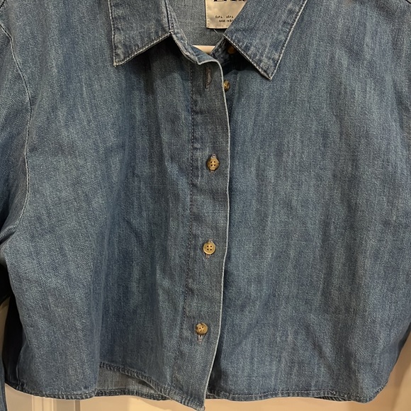 NWT Zara Crop Denim Top, size L - Picture 2 of 7